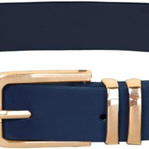 Women Leather Belt for Dresses Jeans Pants with Gold Buckle Medium PU Stylish